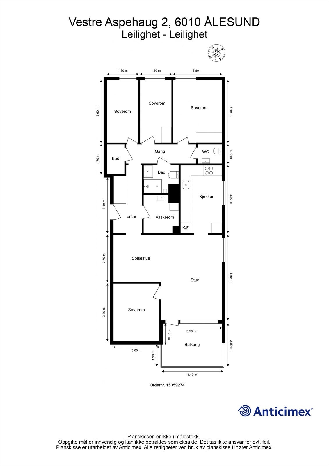 Målsatt plantegning Galleribilde