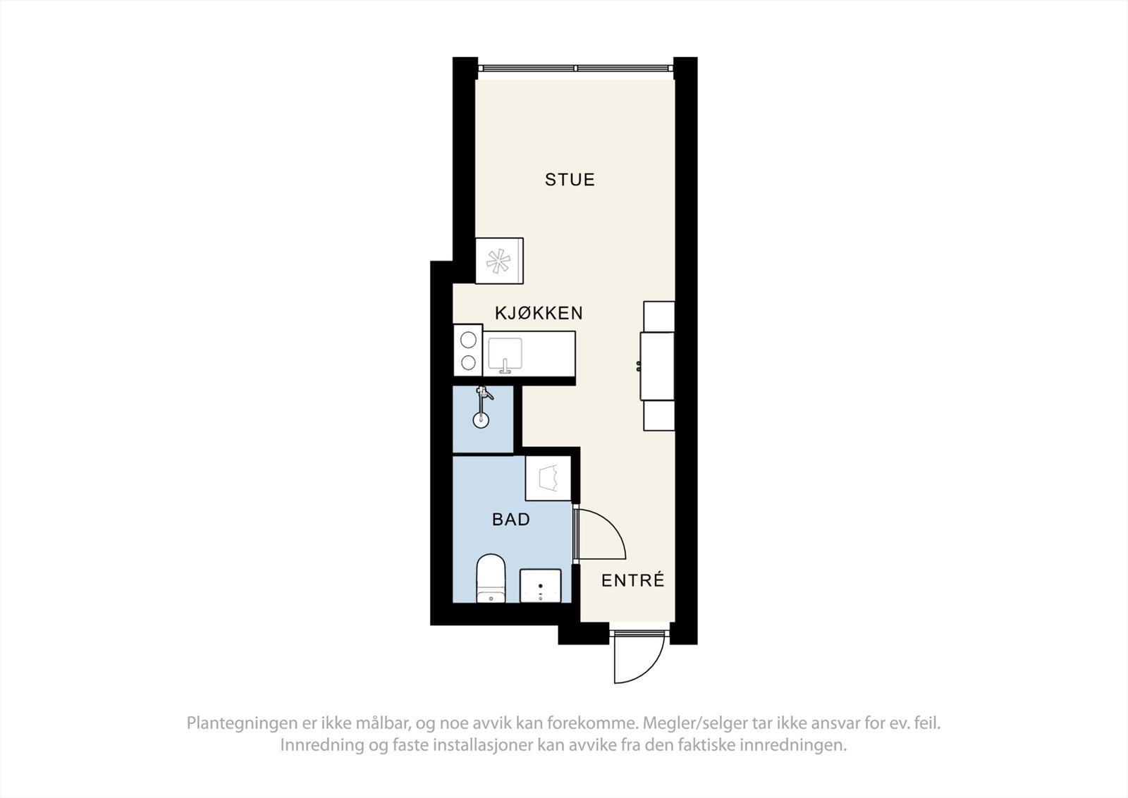 Plantegning av hybelleiligheten. Galleribilde