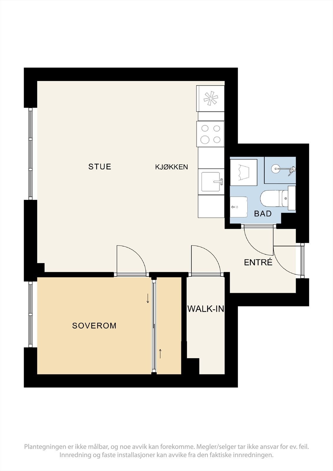 Leiligheten byr på en god planløsning hvor hvert rom er godt utnyttet. Hele leiligheten vender mot en stille bakgård med grønne og frodige trær. Galleribilde