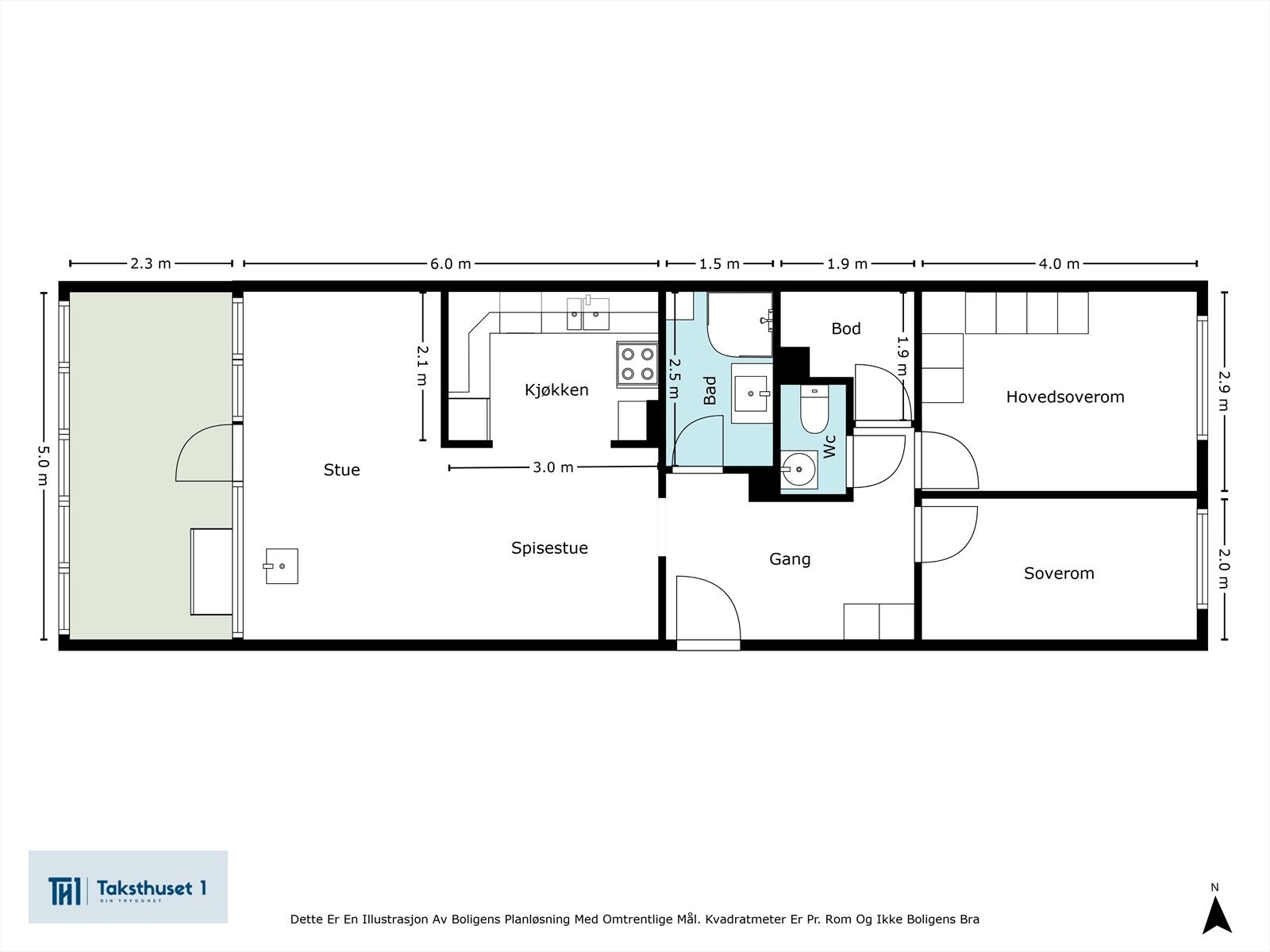 Plantegning m/mål - Ammerudhellinga 35 Galleribilde
