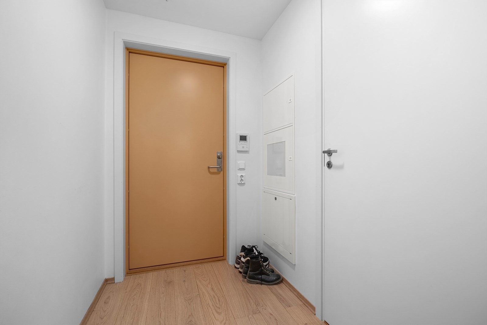 Romslig entre på 3m² med muligheter for oppbevaring for sko og yttertøy. Galleribilde
