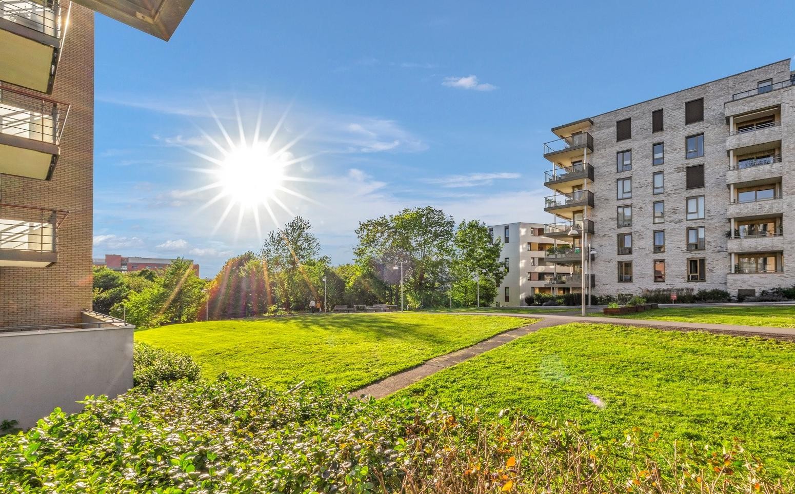 Grønt og luftig mellom byggene. Galleribilde