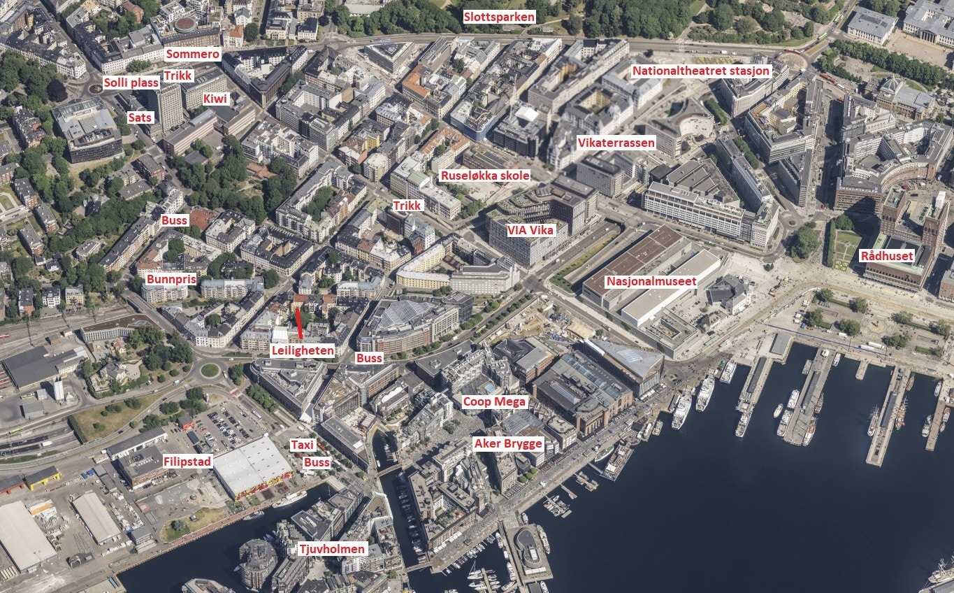 Oversikt over nærområdet. Sentral, men fredelig og tilbaketrukket beliggenhet. Galleribilde