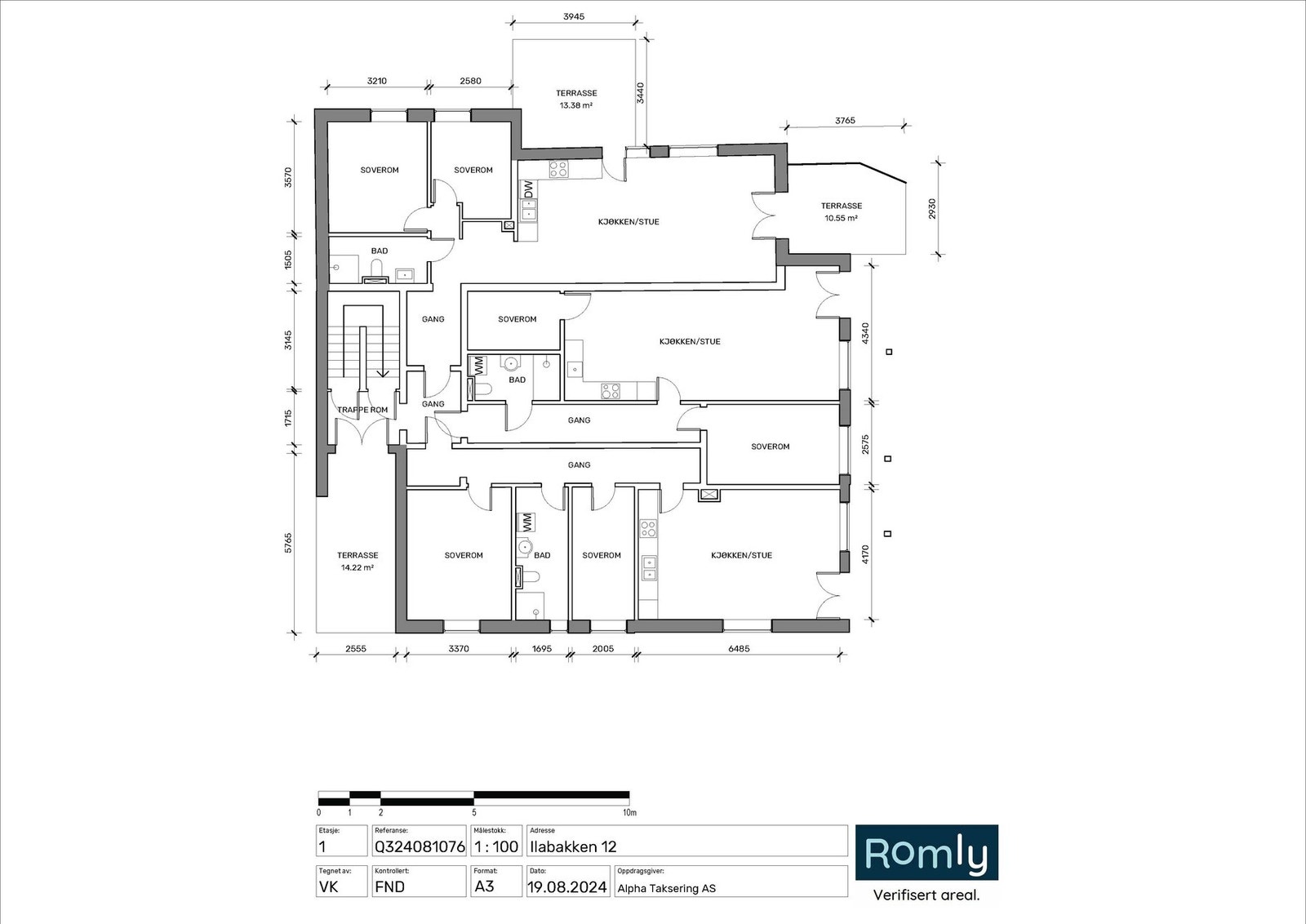 Illustrerende plantegning av 1. etg hvor utleieenhetene er plassert Galleribilde