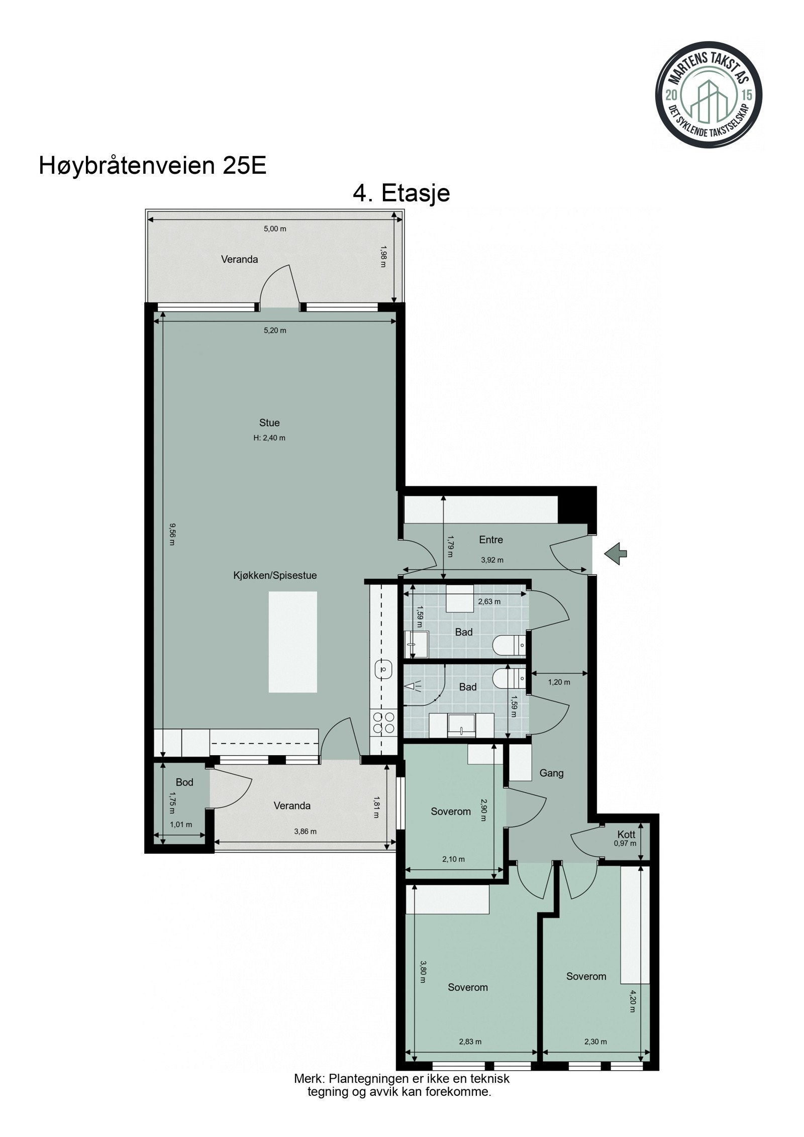 Leiligheten har en optimal planløsning med bl.a. tre soveorm, bod bad m.m. Galleribilde