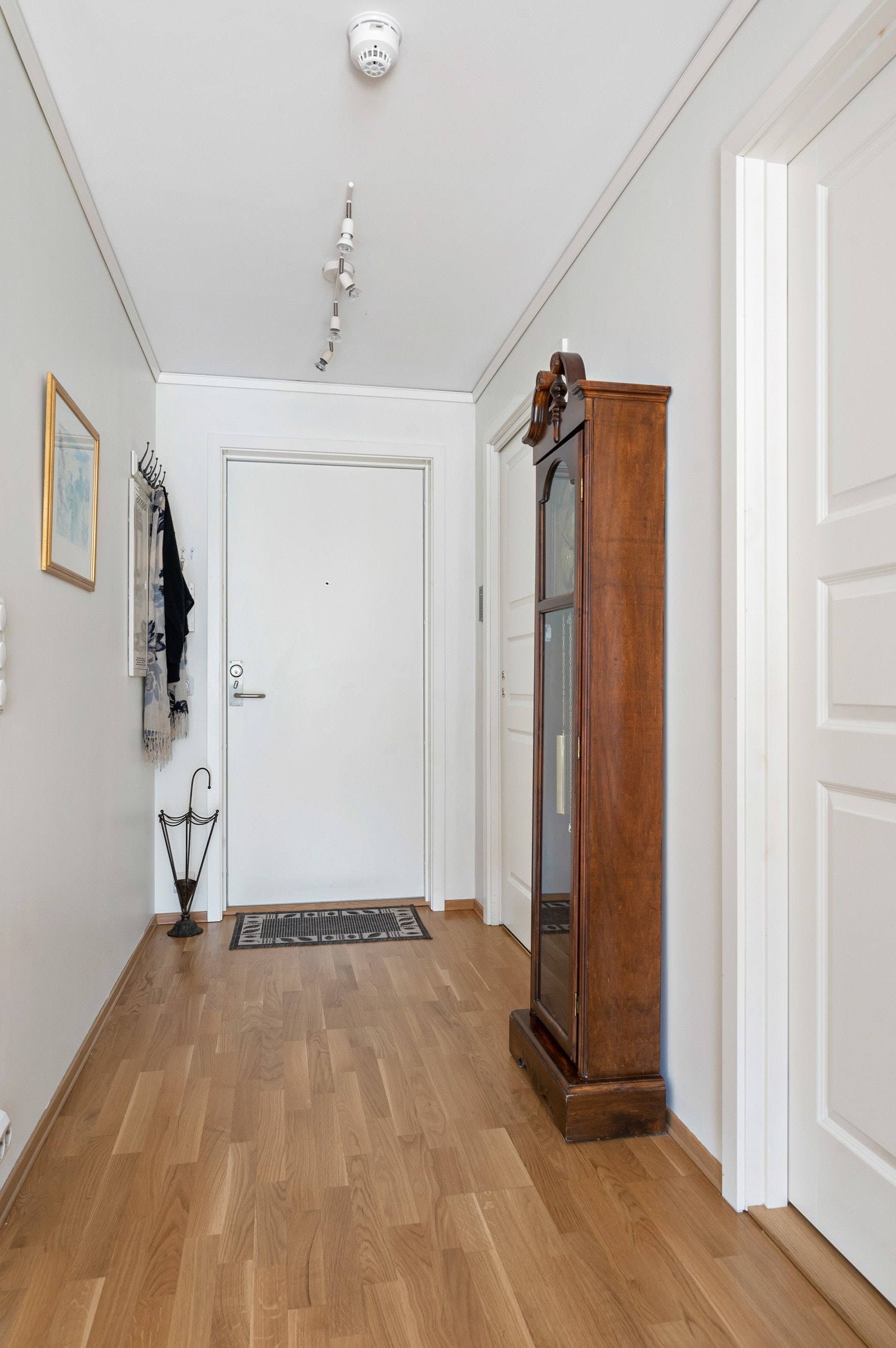 Lys entrè med callinganlegg og plass til oppbevaring av ytterklær og sko. Gangen leder videre til bad og soverom. Galleribilde