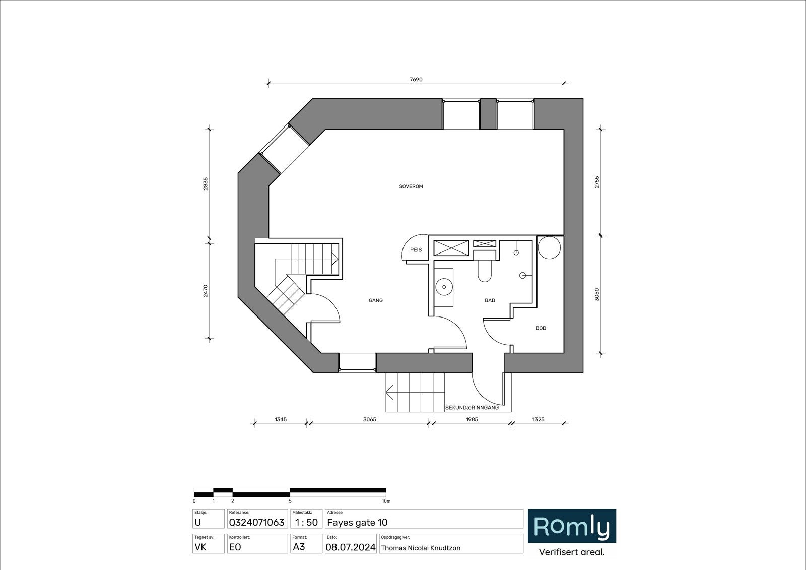 Plantegning underetasje. Galleribilde