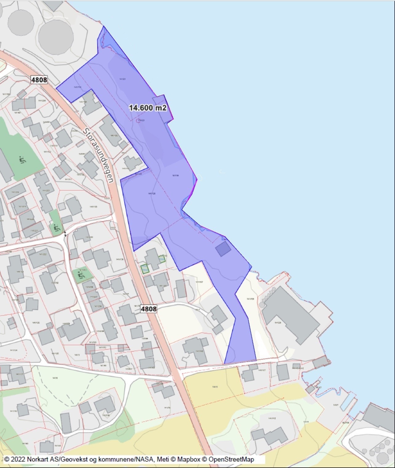 Eiendommene langs sjø markert Galleribilde