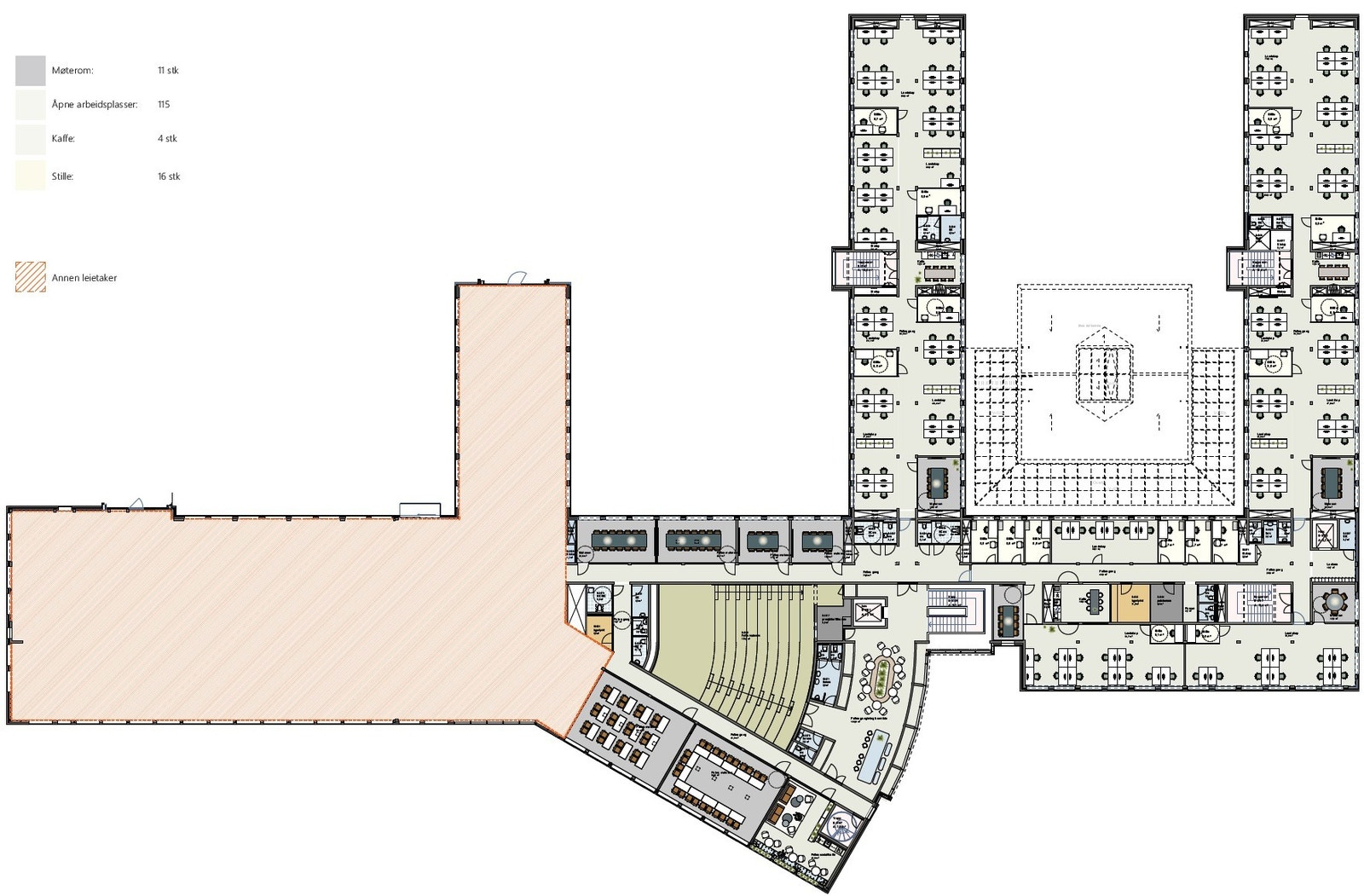 Forslag til plantegning i 3. etasje Galleribilde