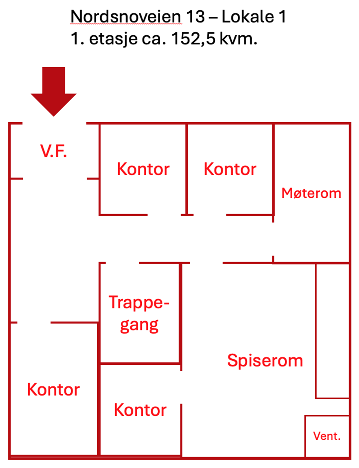 Plantegning Lokale 1 - 1. etasje Galleribilde