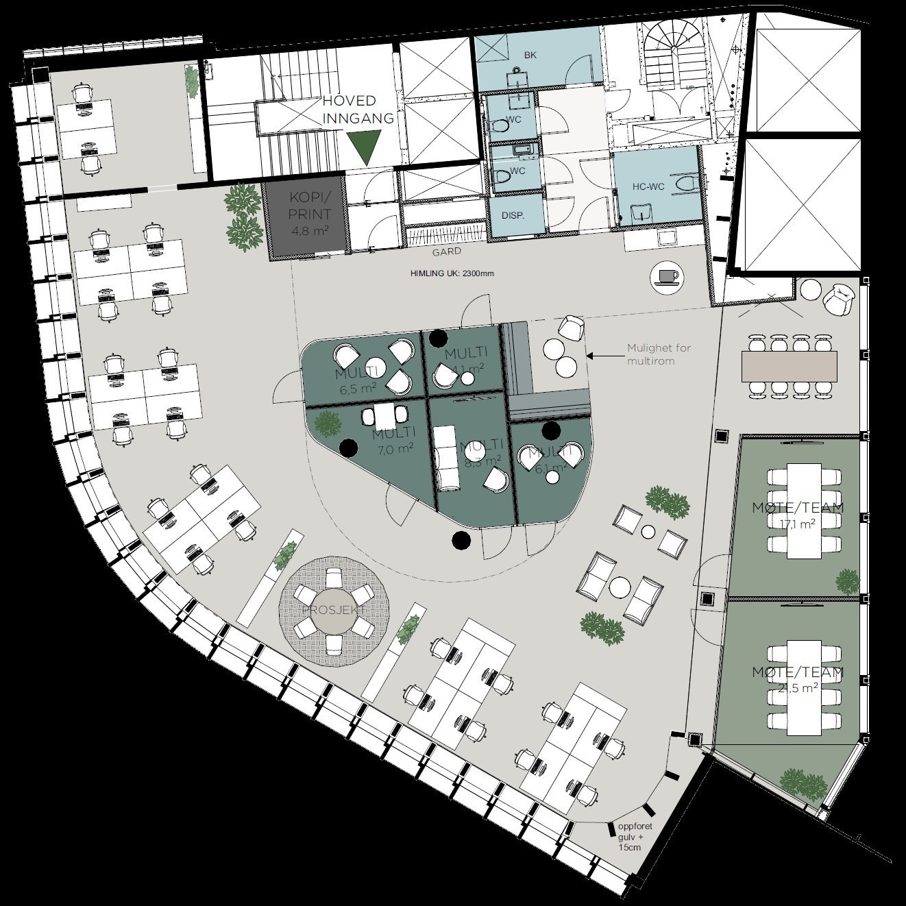 Planløsning til de ledige lokelene Galleribilde