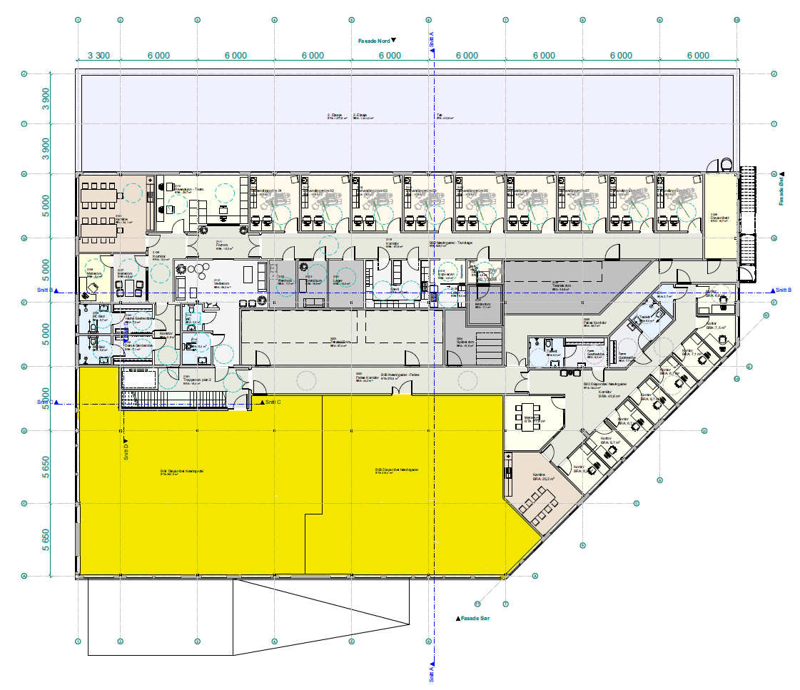 Plantegning 2. etg. BTA 684 m²