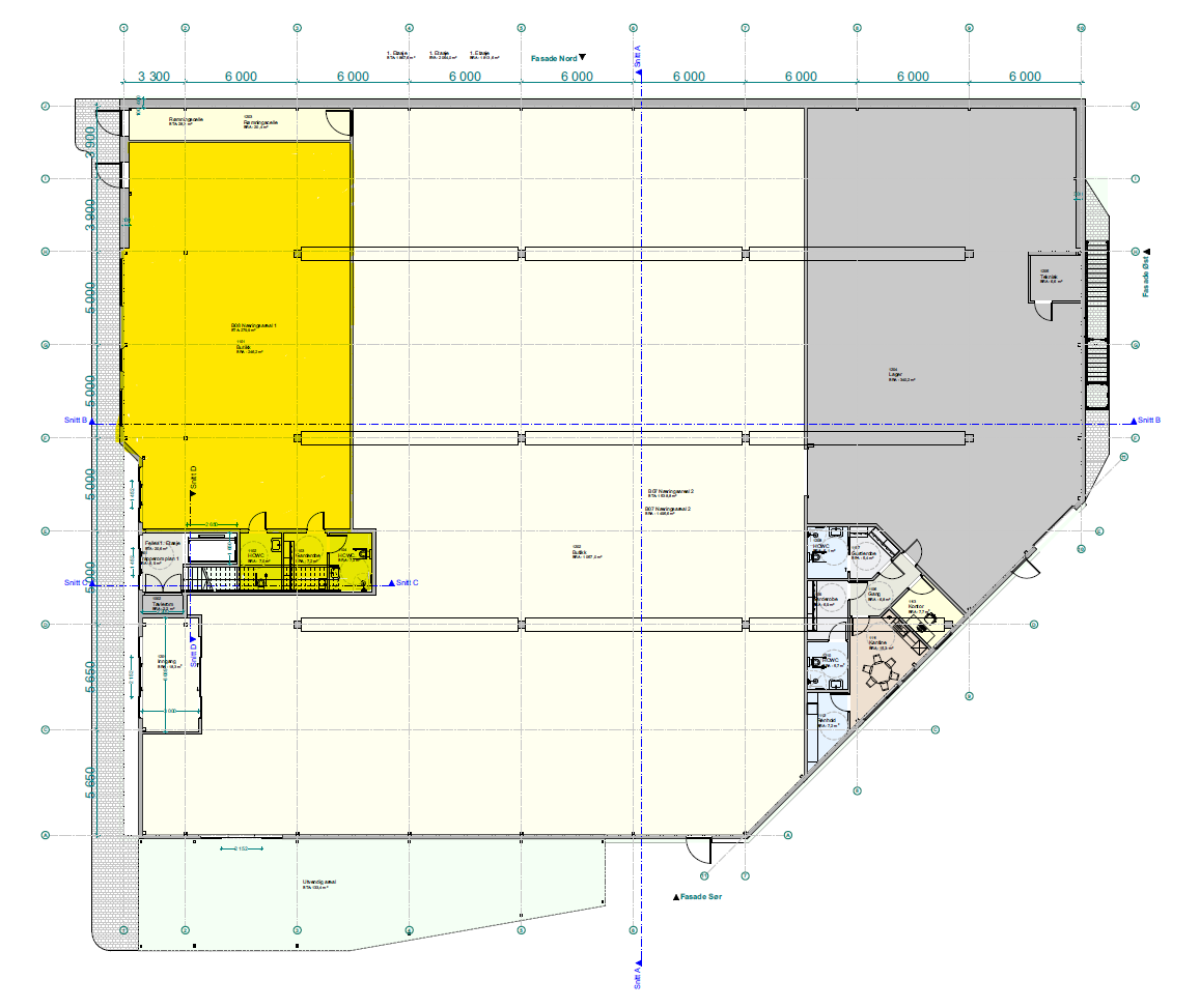 Plantegning 1. etg. BTA 280 m².