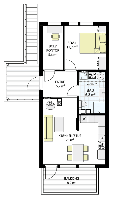 2- roms - nr. 76 - 2 etasje i hus 5 Galleribilde