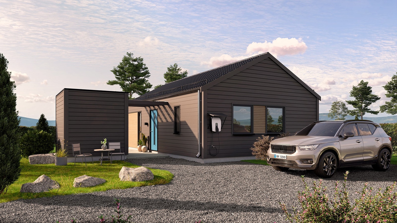 Den frittstående sportsboden gir et lunt og skjermet inngangsparti. Galleribilde