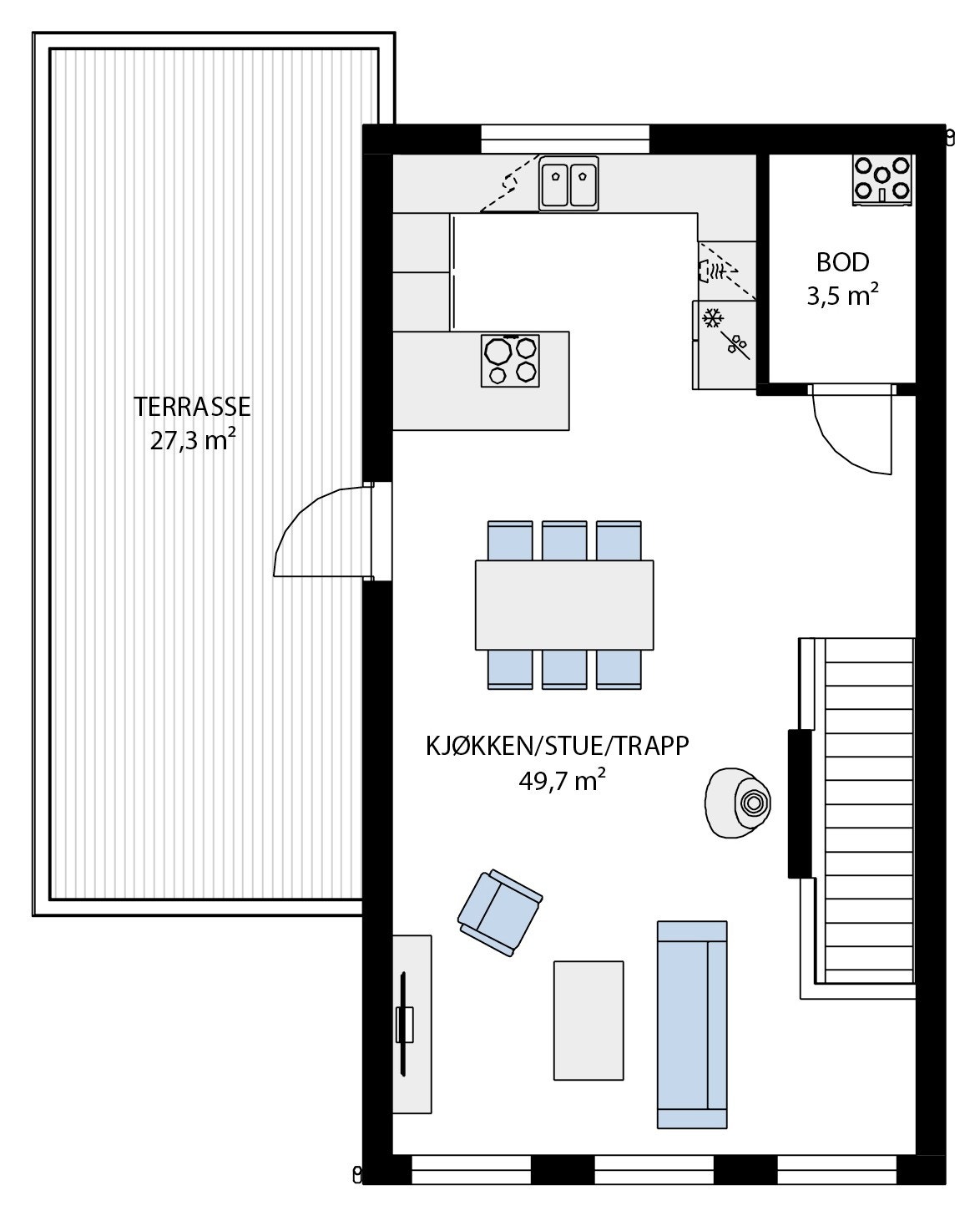 Plantegning 2. etg. hus 19 - 21 - 23 Galleribilde