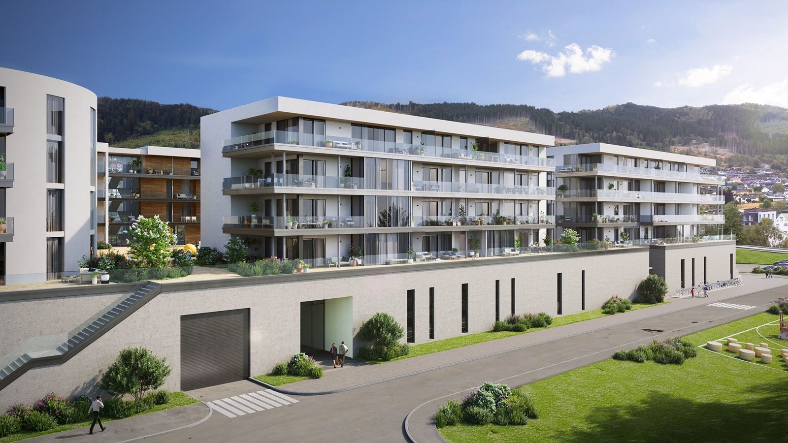 Inngangsparti til Bygg 1 på sørsida av bygget Galleribilde