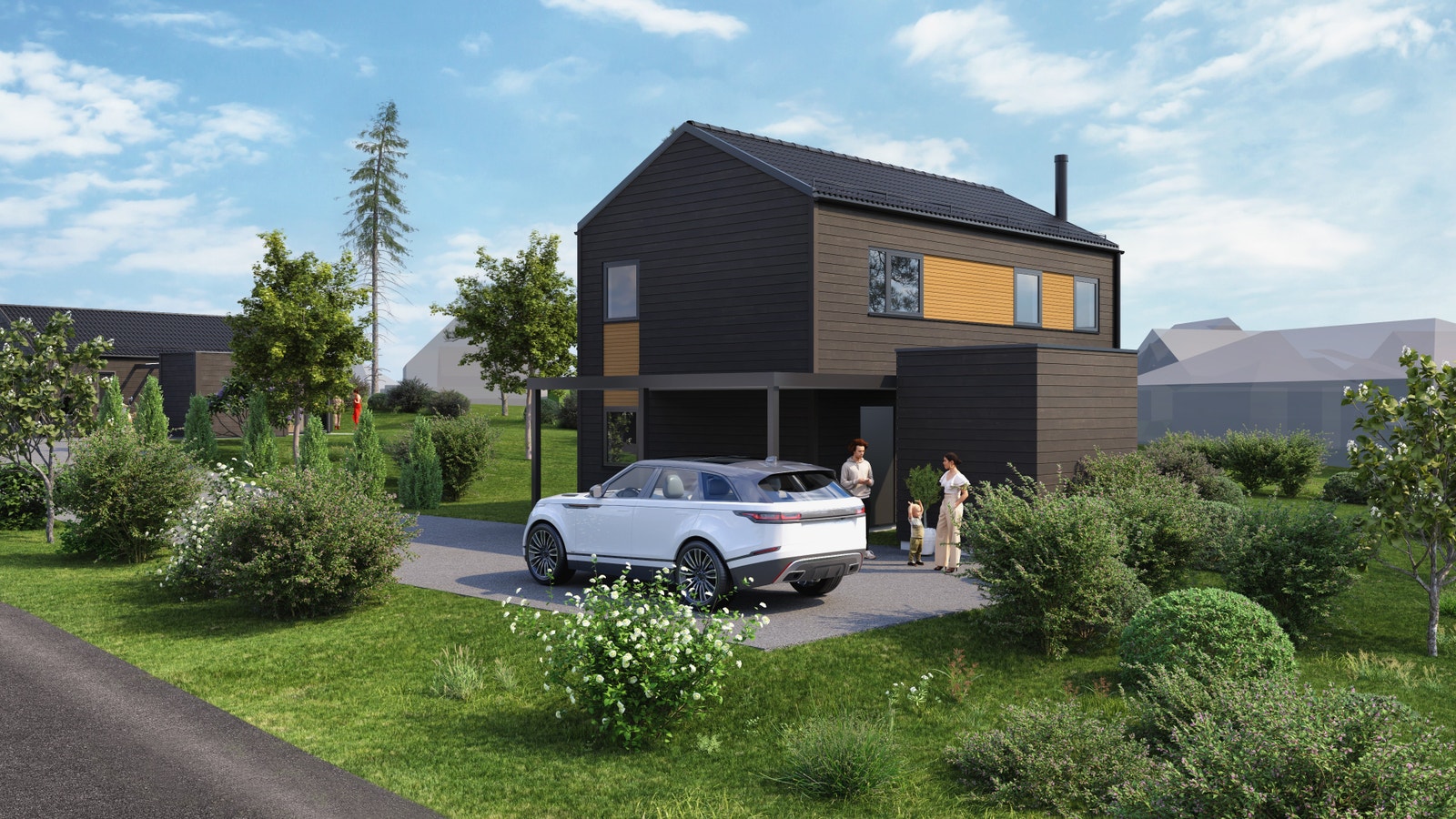 Anbefalt hus på tomt - Stolt. Med to varianter kledning og store vindusflater får du en bolig med et moderne og flott uttrykk. Galleribilde