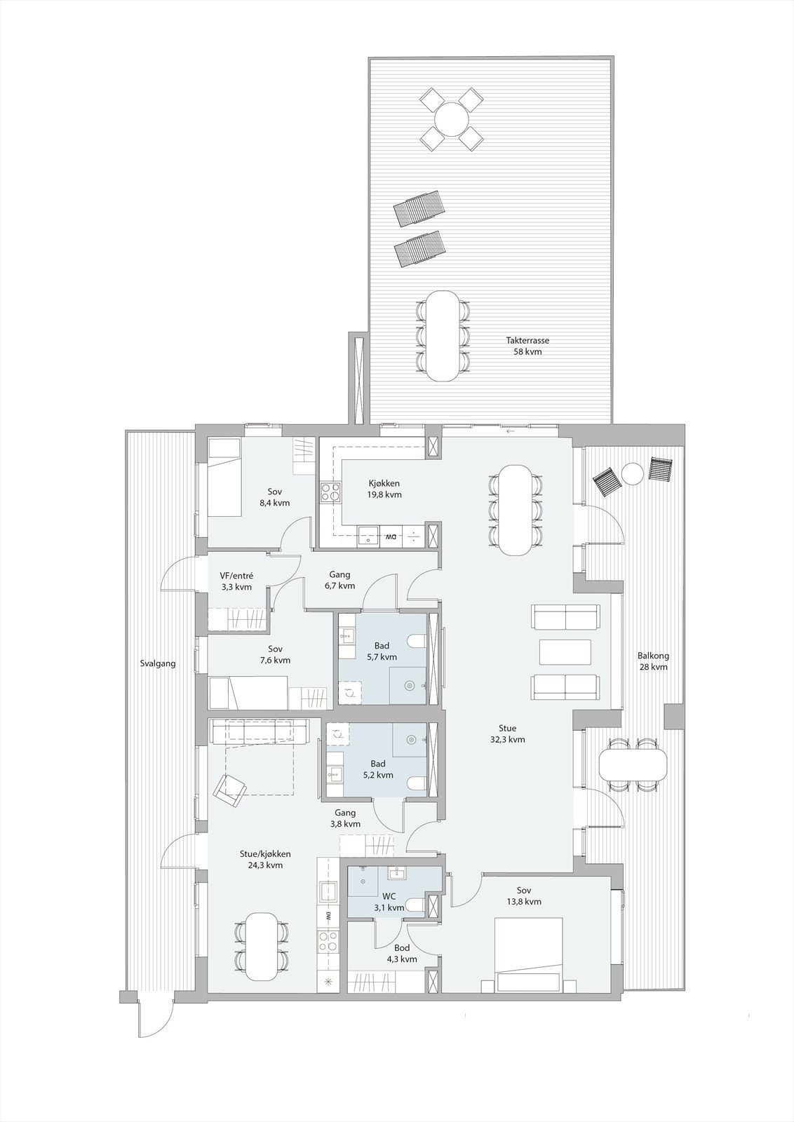 Stor flott leilighet på en flate med mulighet for avskjermet "hybel-del" Galleribilde