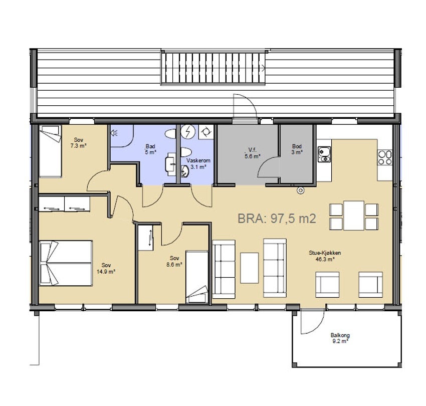Plantegning leilighet AF2 Galleribilde