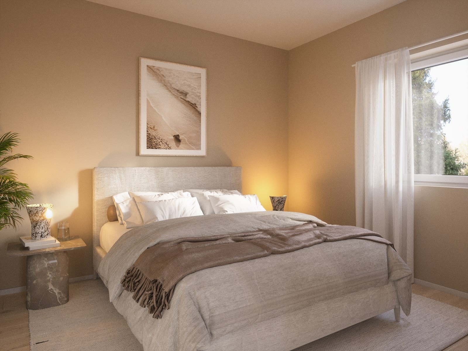 Innbydende og romslige soverom som også kan leveres med hvit/lys eller beige farge. Galleribilde