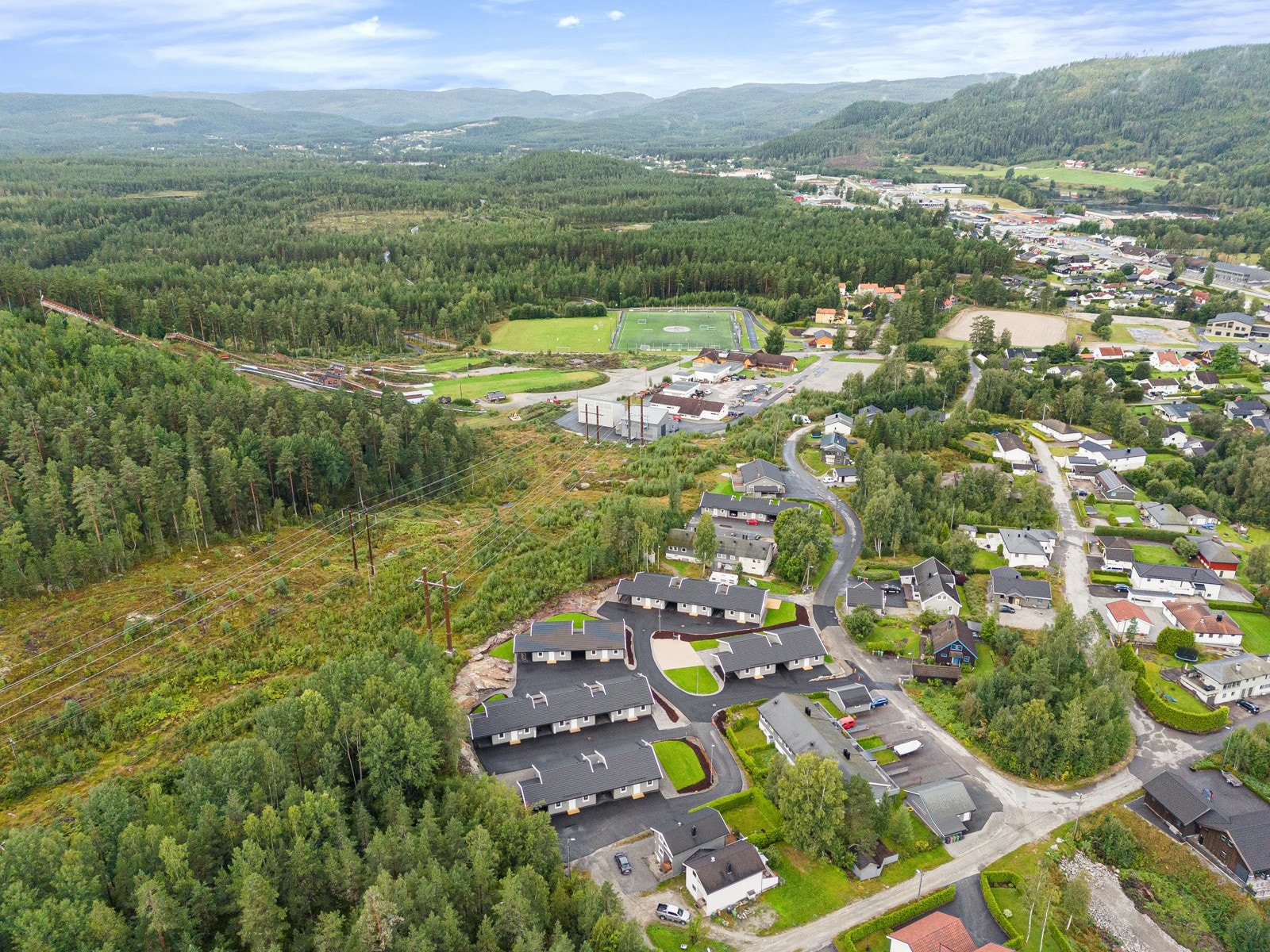 Dronebilde over området Galleribilde