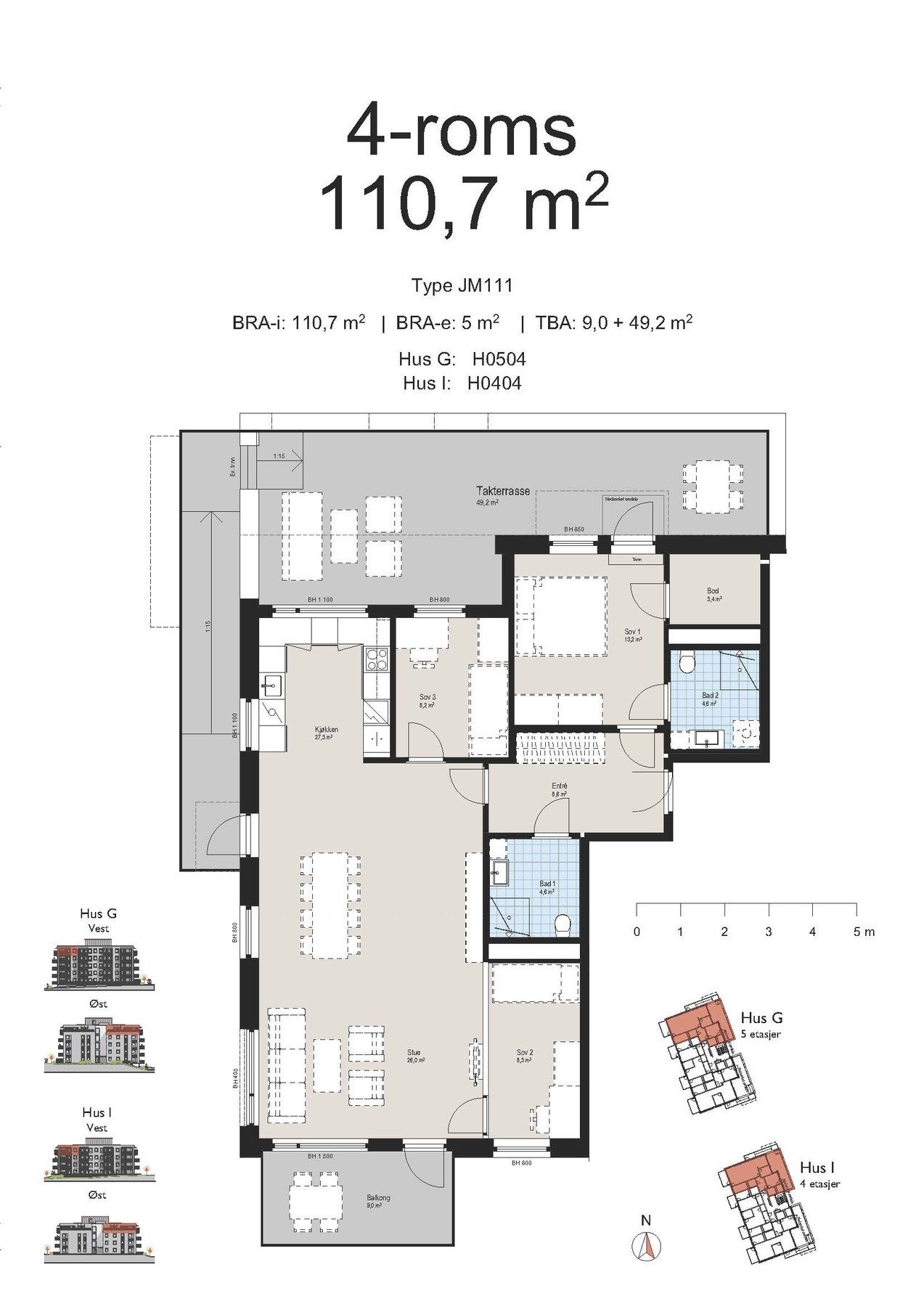 Planskisse. Her har du balkong og takterrasse på totalt 58,2 kvm! Galleribilde