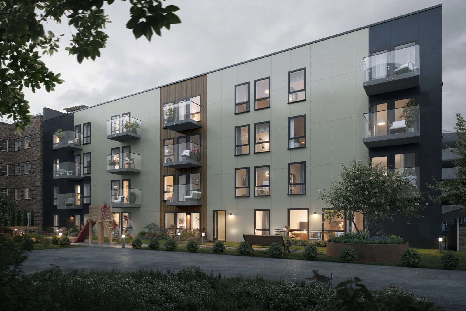 Leilighetene i 2-4 etasje leveres med nordvendt eller sørvendt balkong. Galleribilde