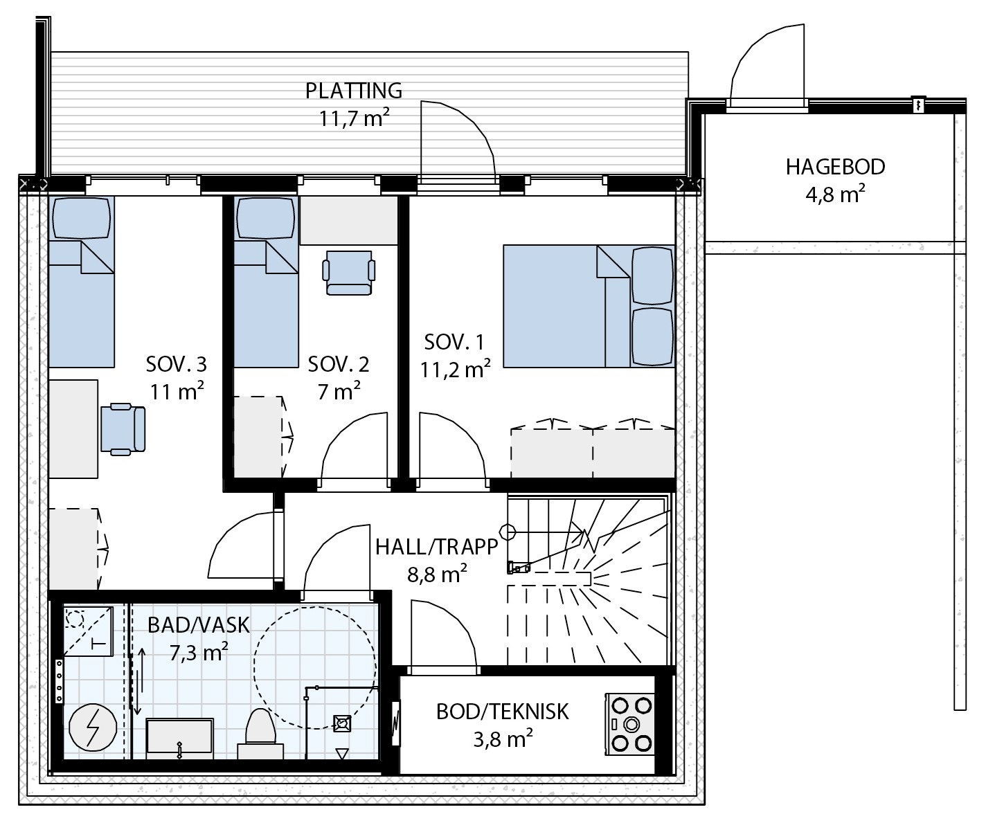 Plantegning u. etg. Hus 147 Galleribilde