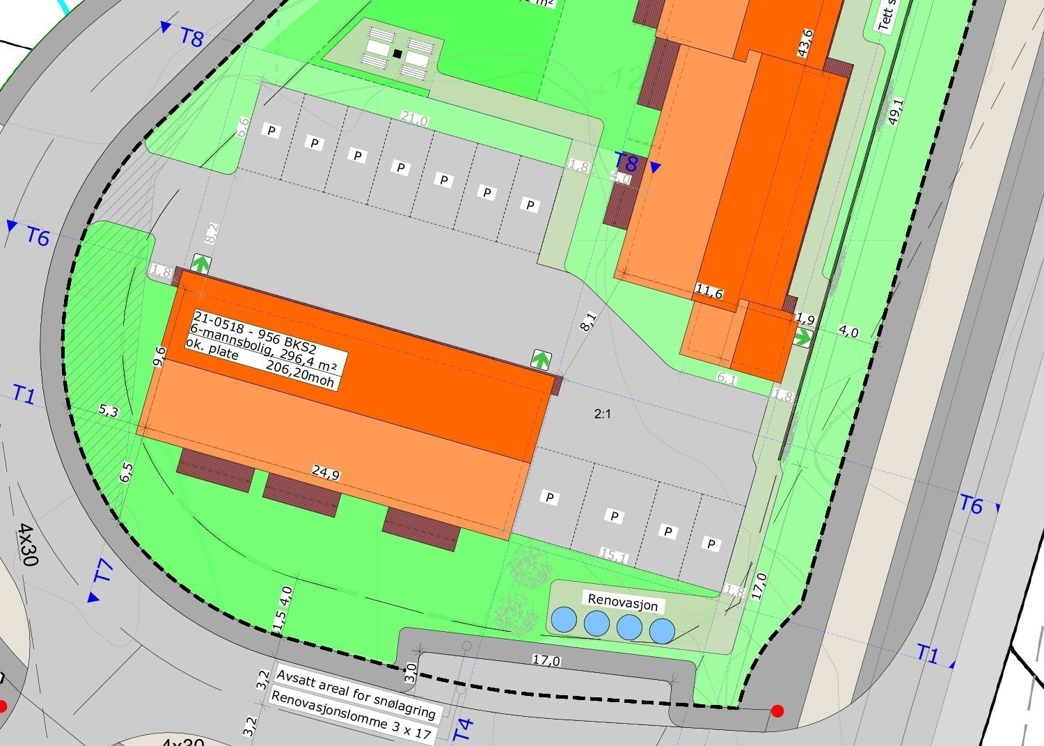 Situasjonsplan med det to leilighetsbyggene Galleribilde