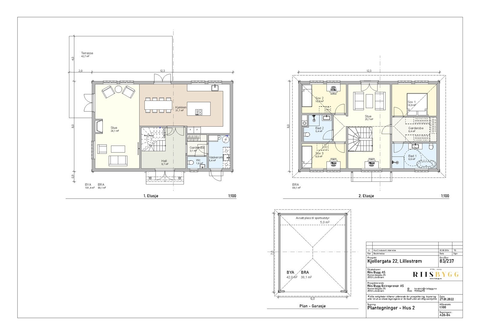 Plantegning begge etasjer. Galleribilde