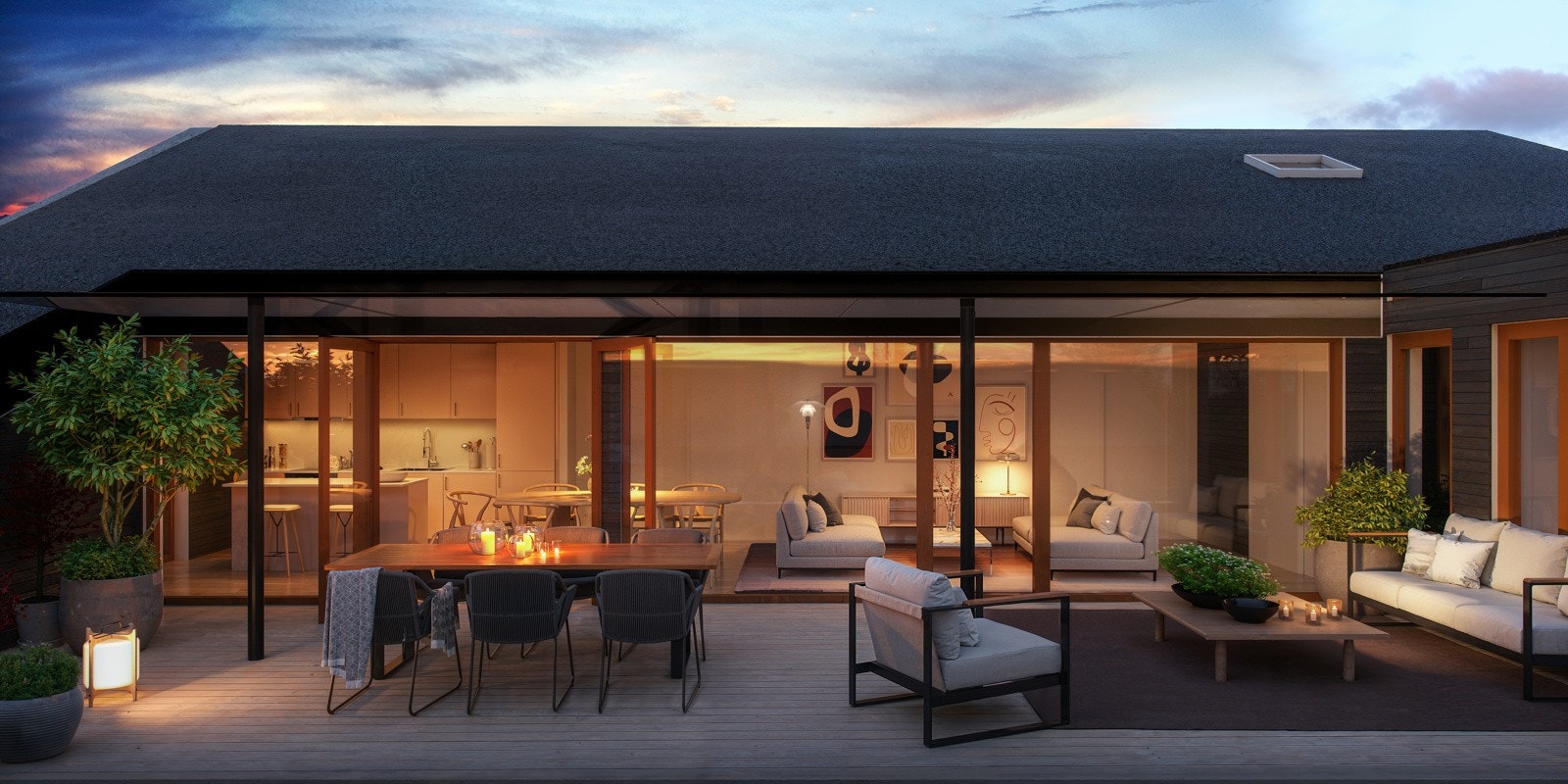 Flotte leiligheter i med ulike størrelser i prosjektet Meierigården. Innflytting i slutten av 2026. (Takterrasse - Leilighet 701 Illustasjonsbilde, avvik kan forekomme). Galleribilde