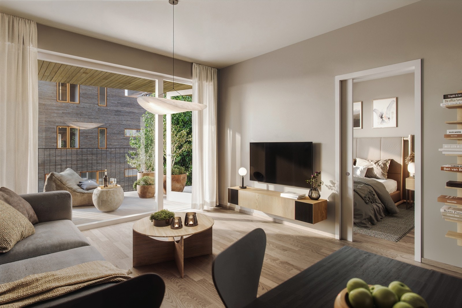 Det er også en Rema 1000 butikk på tomten som automatisk vil lette hverdagshandlingen betraktelig for mange - vi snakker tøffelavstand. (Stue - Leilighet 203 Illustasjonsbilde, avvik kan forekomme). Galleribilde