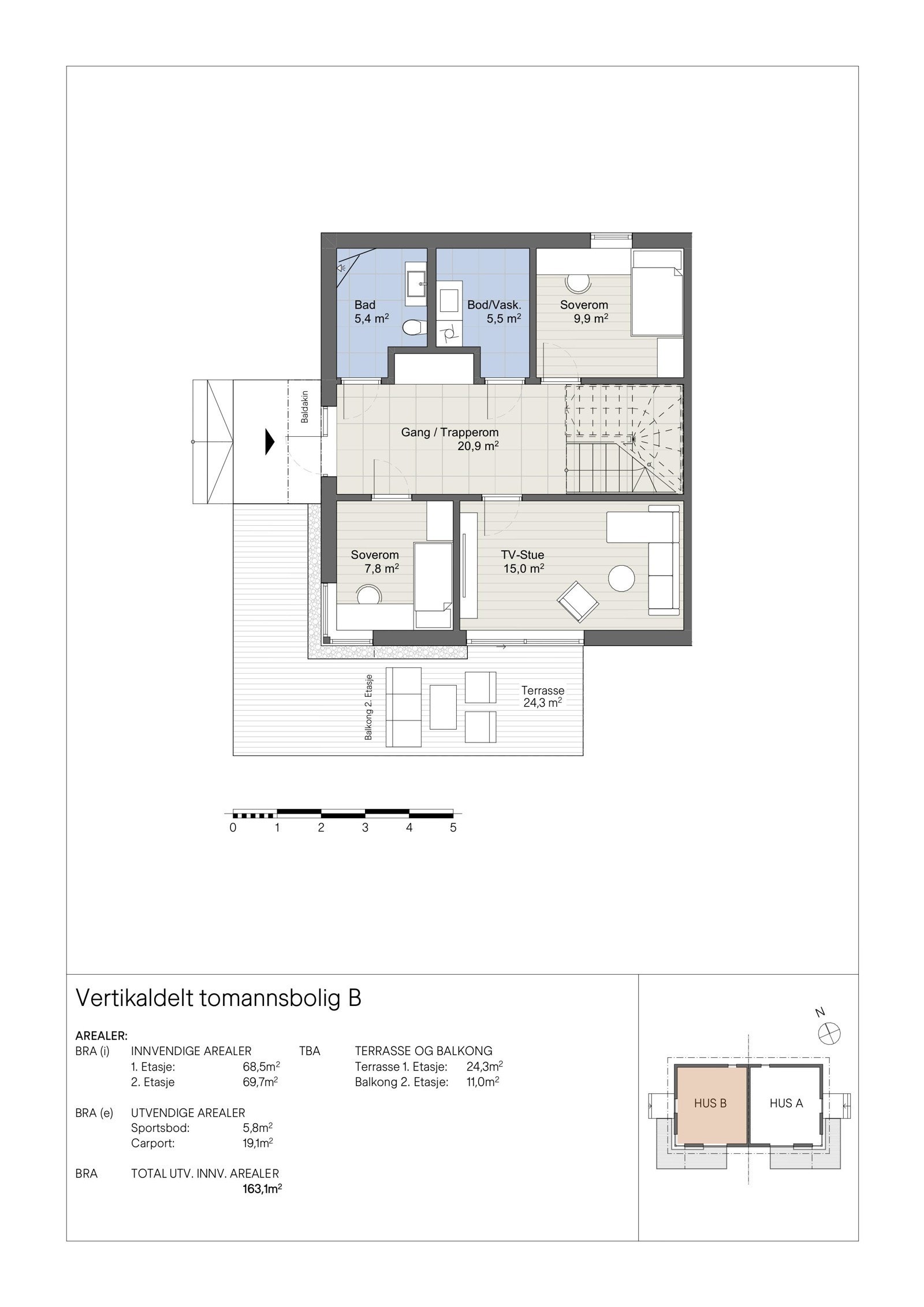 Plantegning Løvetannveien - Hus B - 1. etasje Galleribilde