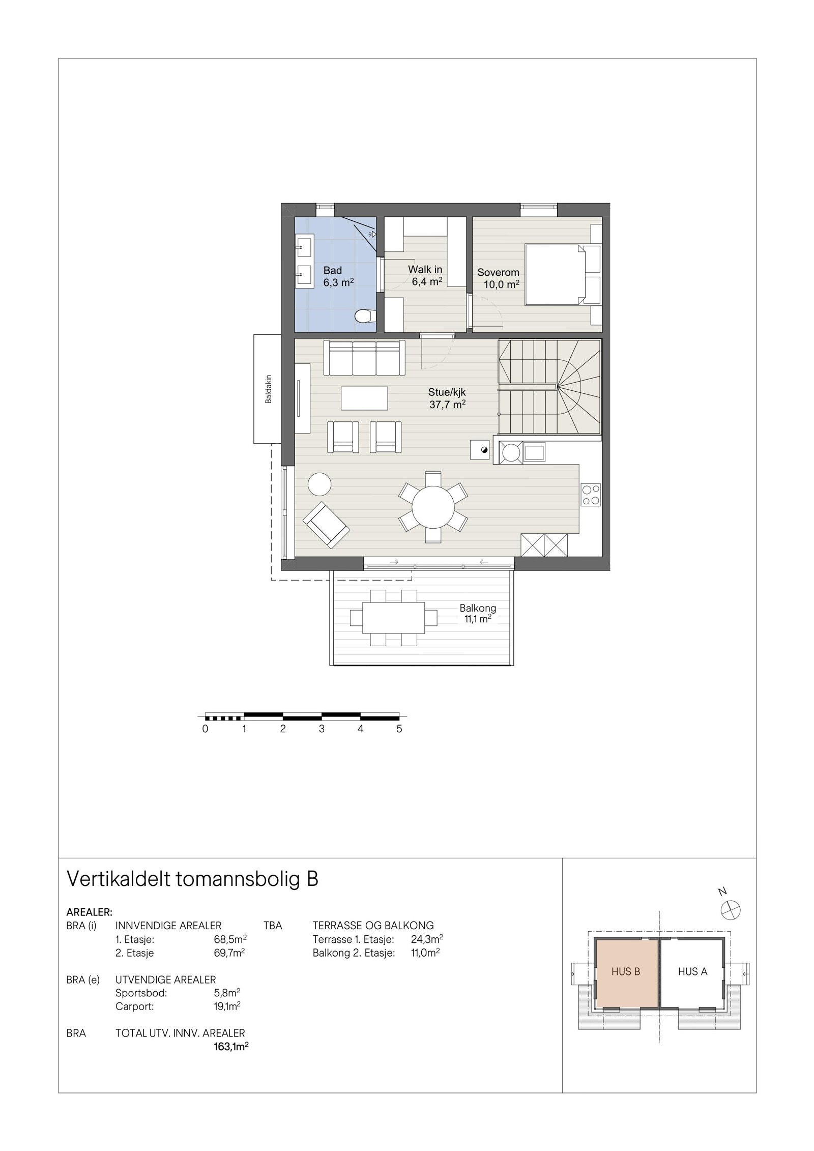 Plantegning Løvetannveien - Hus B 2. etasje Galleribilde