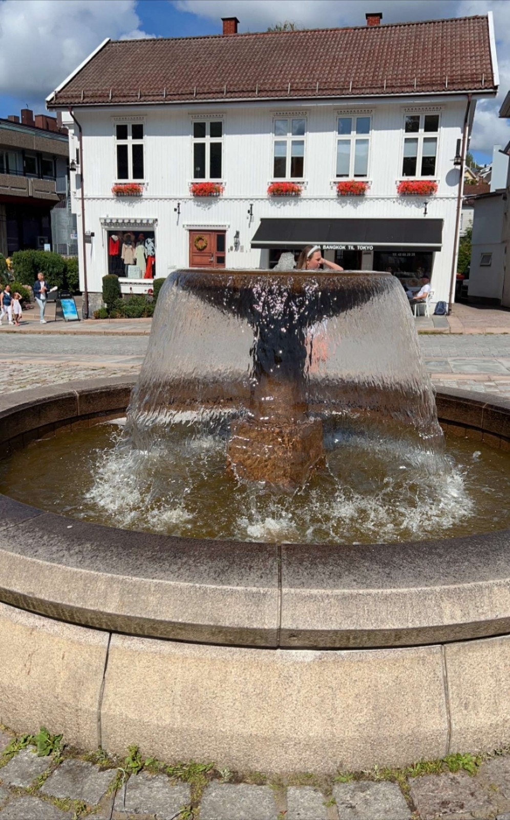 Flott fontene foran huset Galleribilde