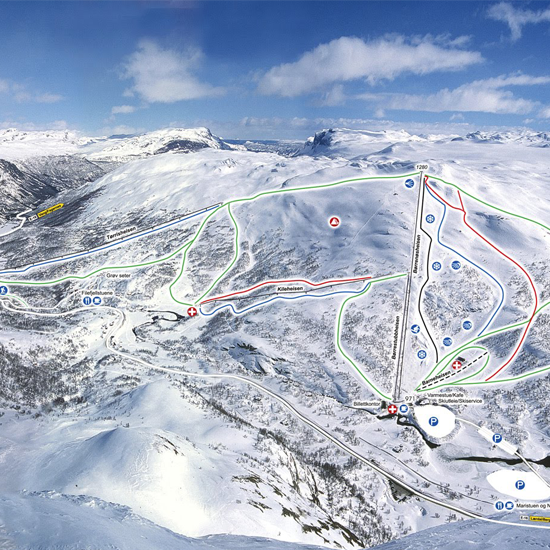 Bare 10 minutter unna ligger Filefjell alpinsenter. Her kommer det ny heis til sesongen 2027/28. Galleribilde