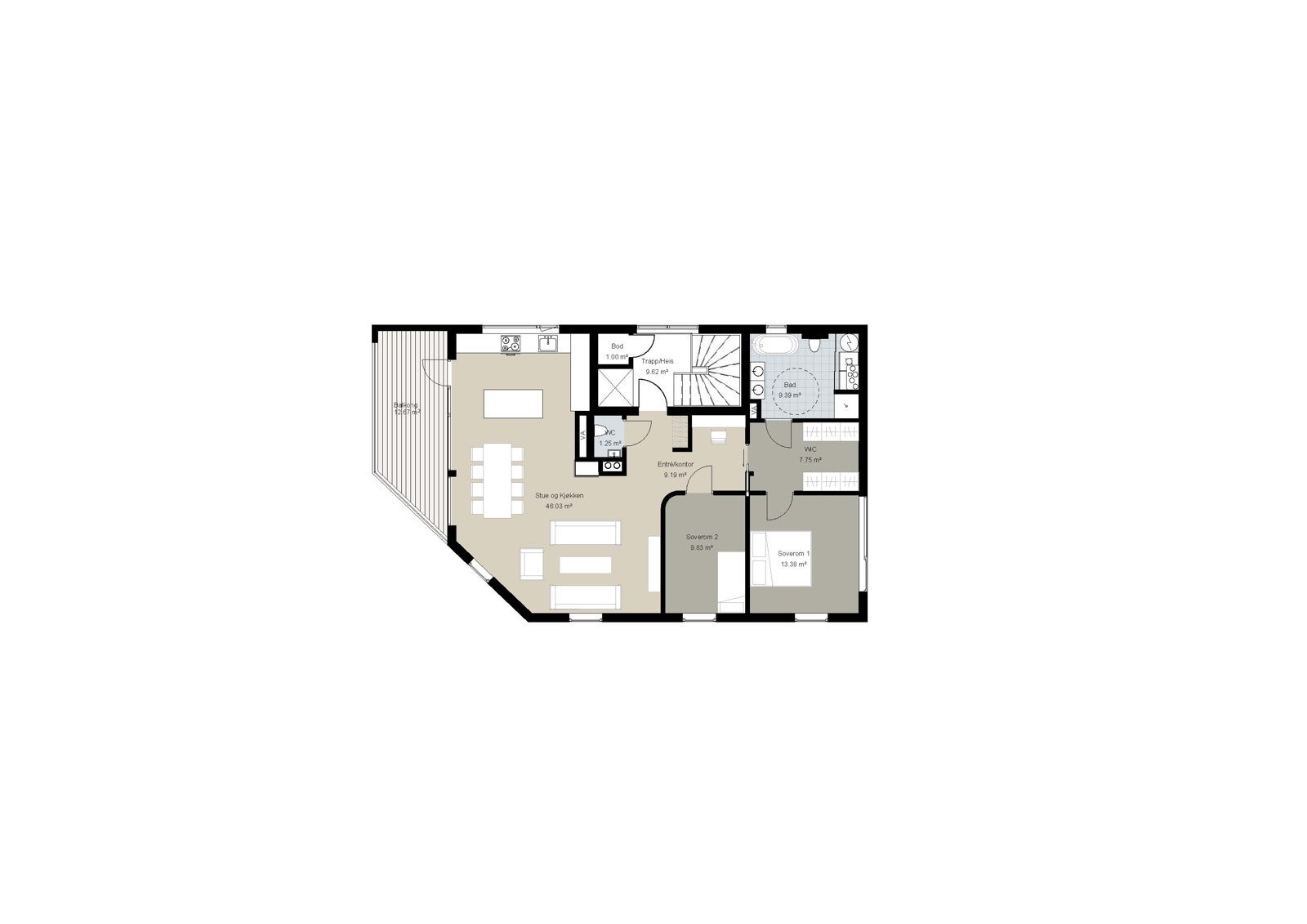 Plantegning 2.etasje Galleribilde