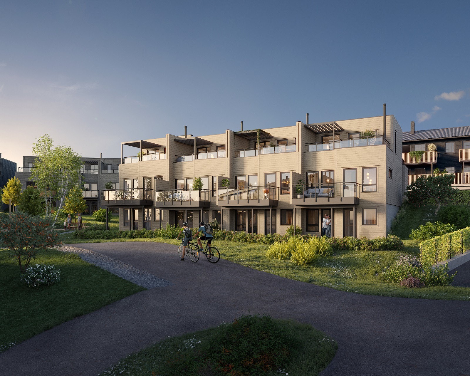 En populær boligmodell med gode kvaliteter og solrike uteplasser Galleribilde