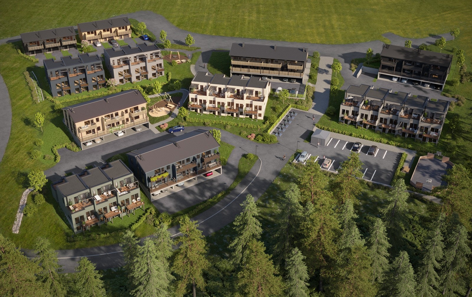 Nabolaget tar form og de første leilighetene er snart innflyttingsklare Galleribilde