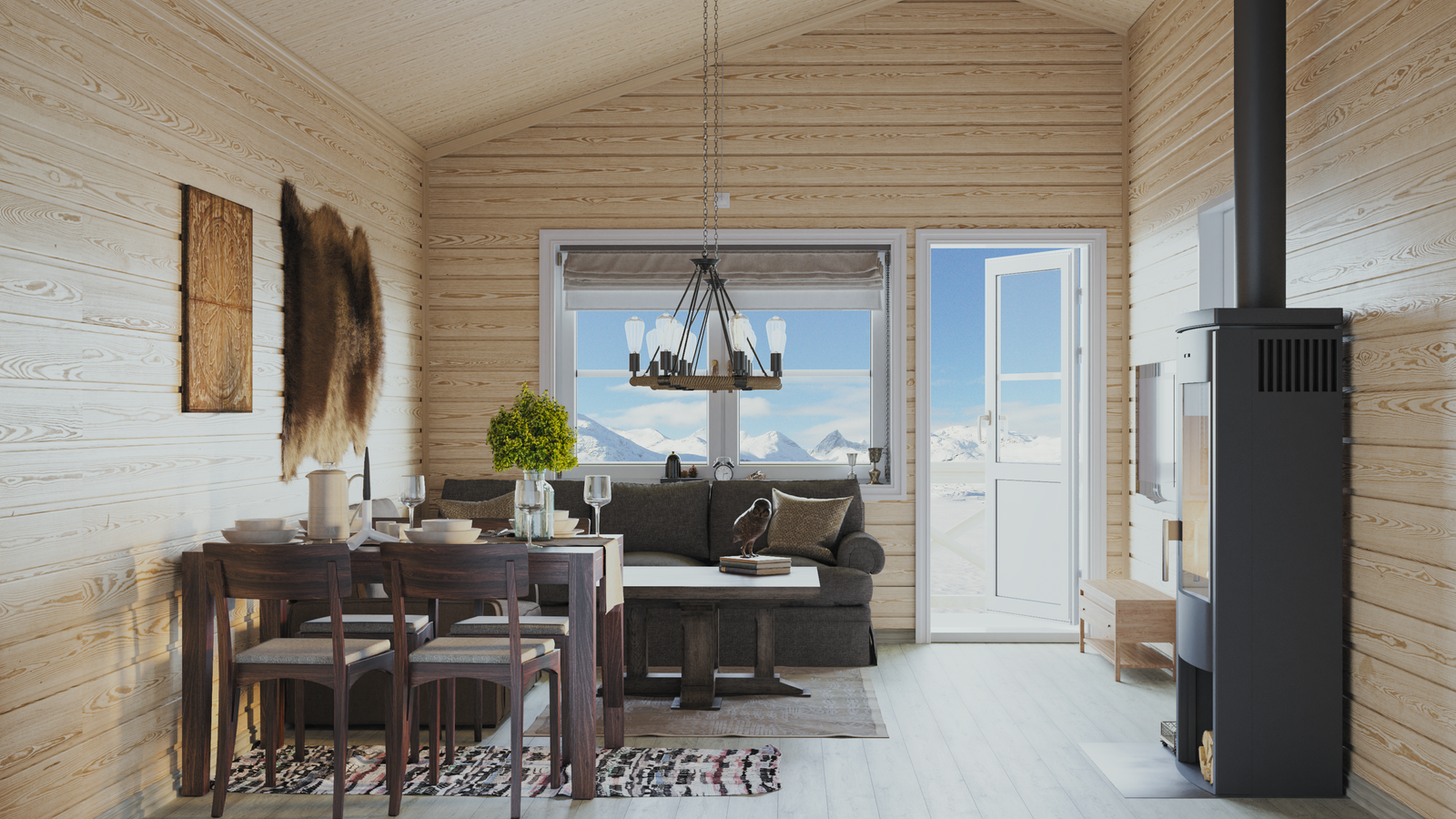 Illustrasjonsbilde innendørs fra leilighet i 2. etasje, fra forrige byggetrinn. Galleribilde