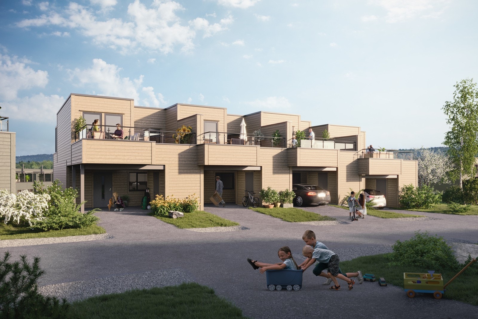 Egen carportløsning pr bolig. Muligheter for EL-bil lader pkt under tilvalgsprosessen Galleribilde