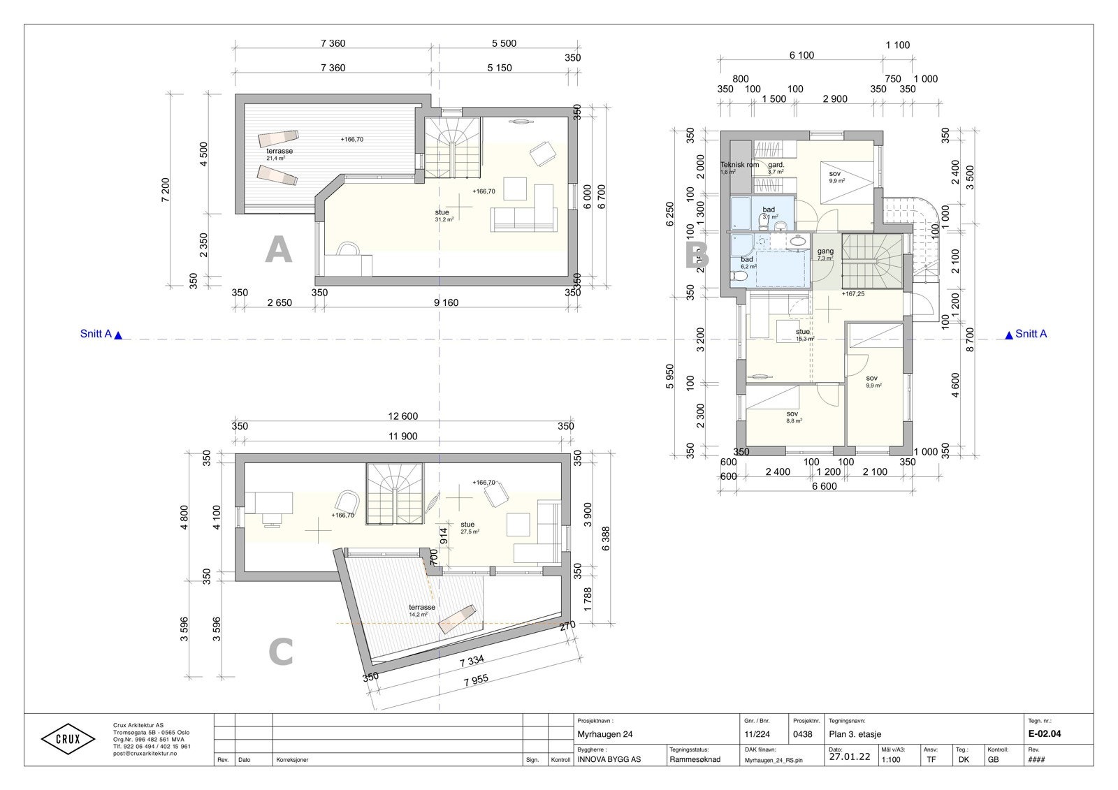Plantegning 3. etasje Galleribilde