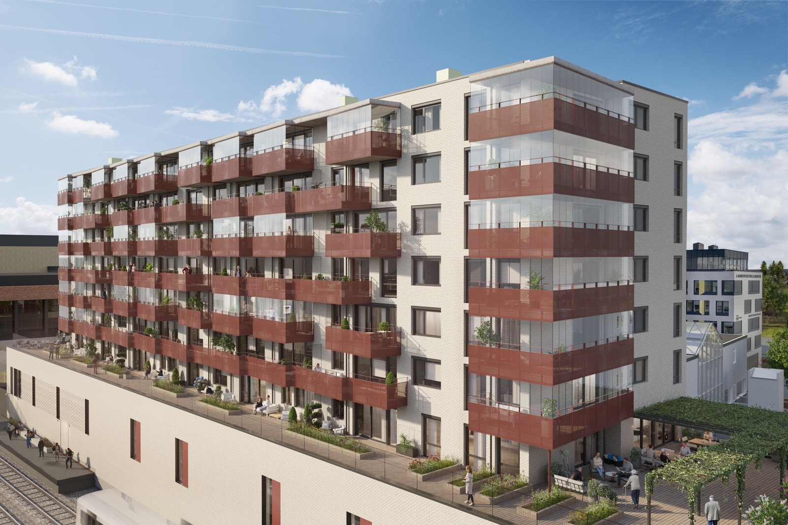 Bølgelgenden fasade mot vest. Flotte solforhold og fantastisk utsikt i de øvre etasjer. Illustrasjon Galleribilde