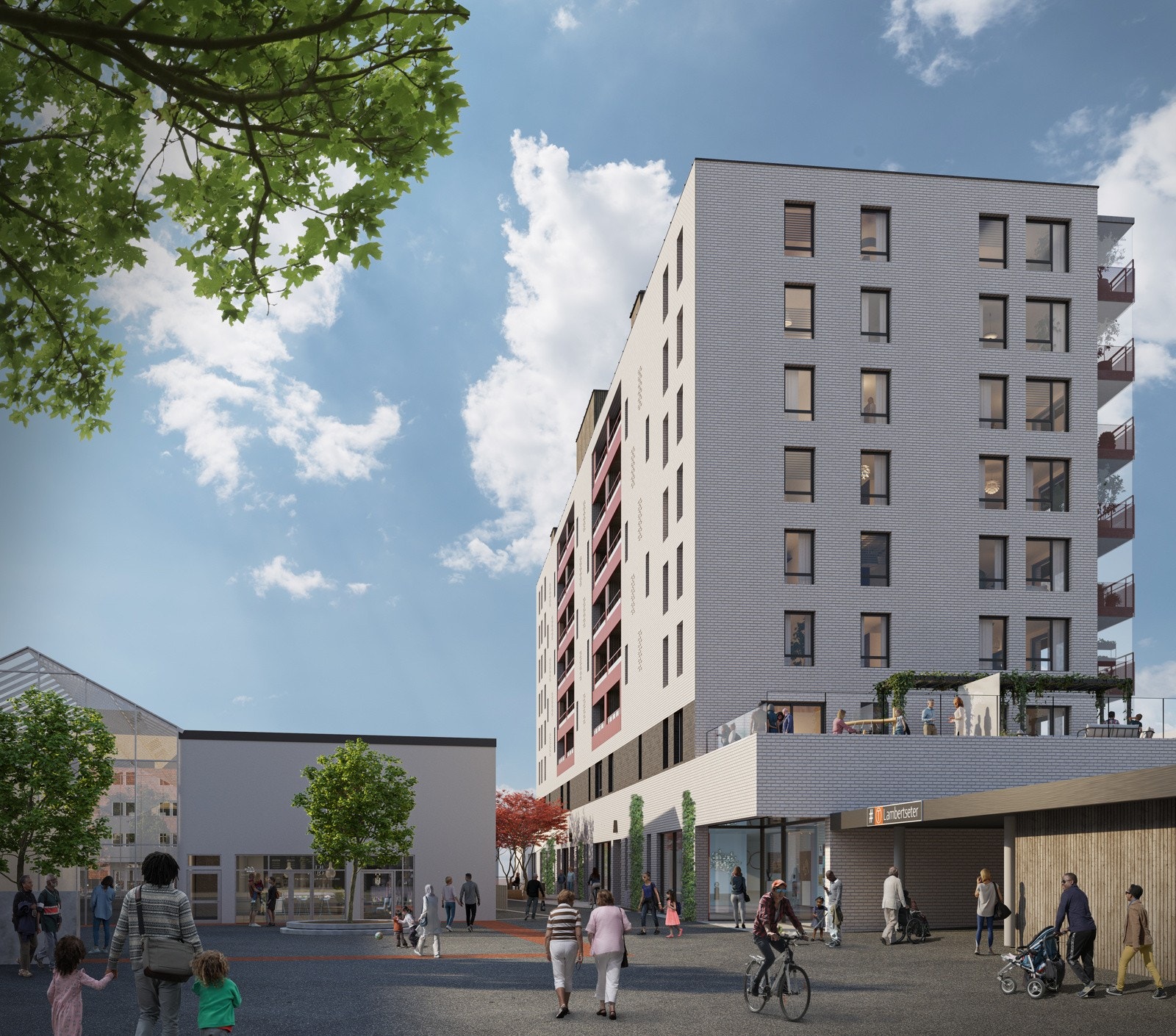 Bølgelgenden sett fra nordsiden. Her er det kort til Lambertseter senter. Illustrasjon Galleribilde