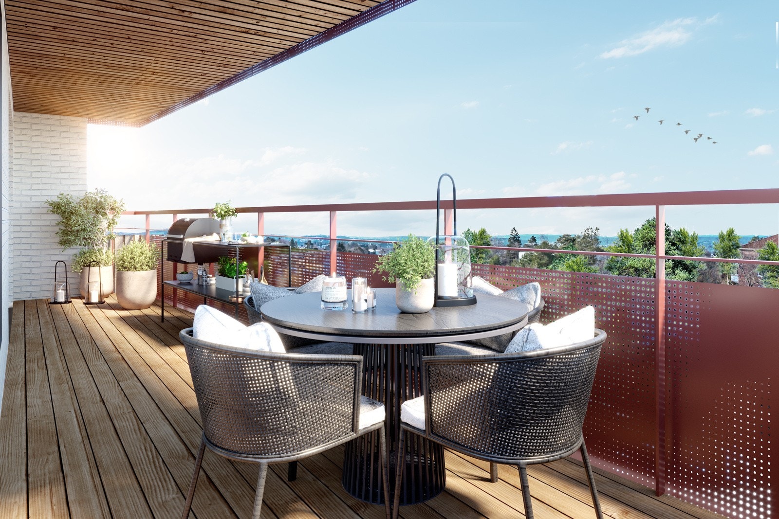 På balkongene mot vest blir det supre solforhold. Illustrasjon Galleribilde