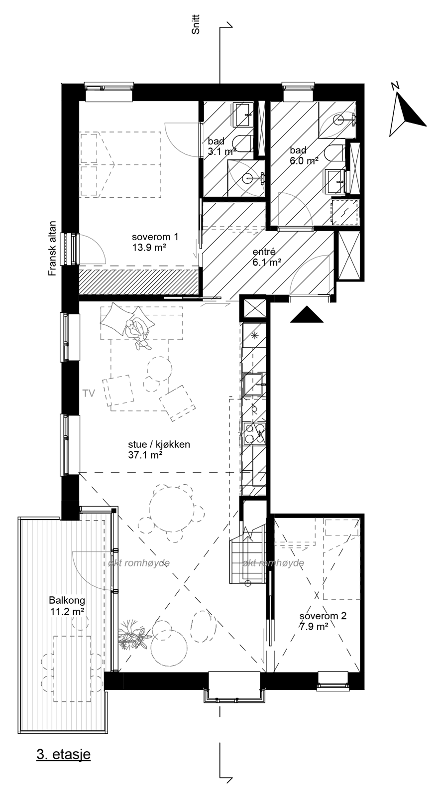 Plantegning 3 etg Galleribilde