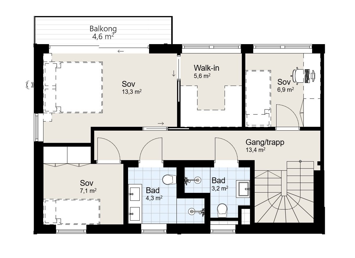 Plantegning 3. etasje Galleribilde