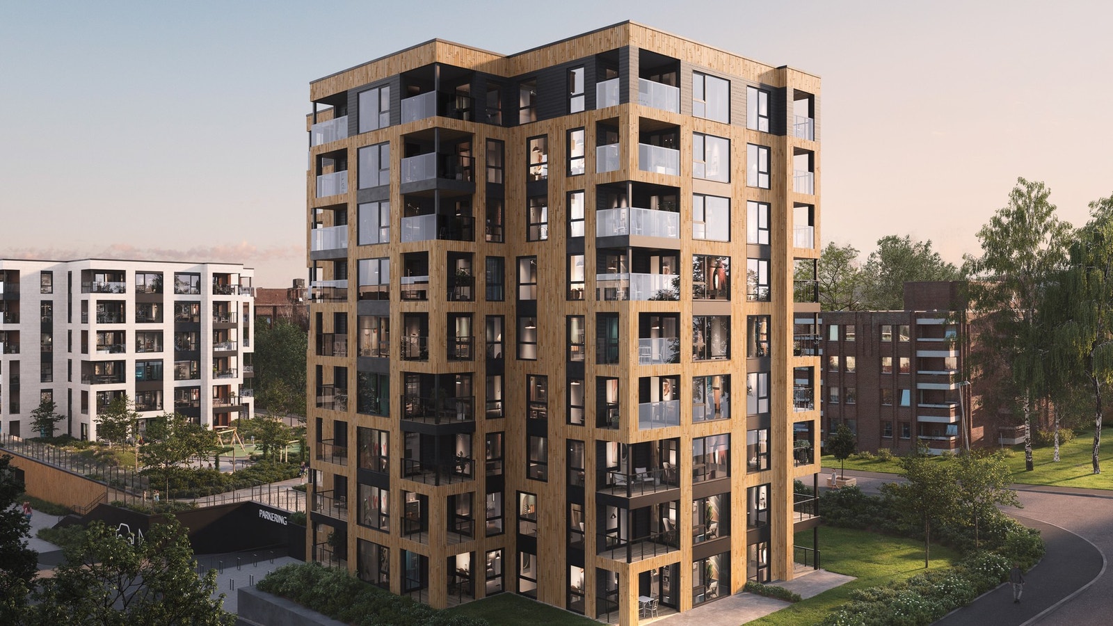 Saupstad Torg er praktisk utformet og har alt du behøver innen gangavstand. Illustrasjon. Avvik vil forekomme. Galleribilde