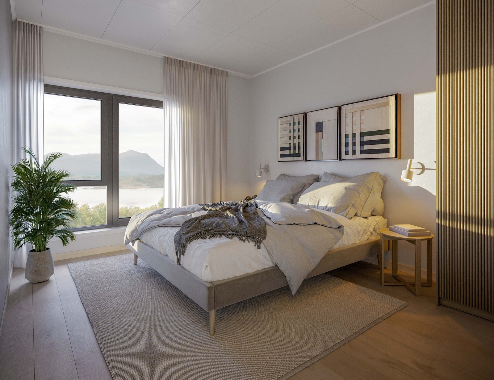 Illustrasjon soverom fra Hus 1. Avvik fra faktisk leveranse forekommer. Galleribilde